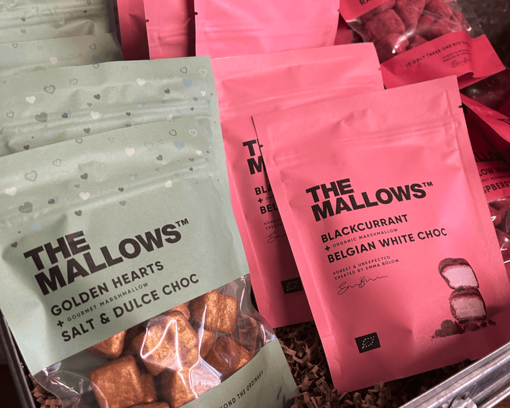Lækre delikatesse Mallows skumfiduser, som er blandt de delikatesser, du finder i Hobby Haven. 
