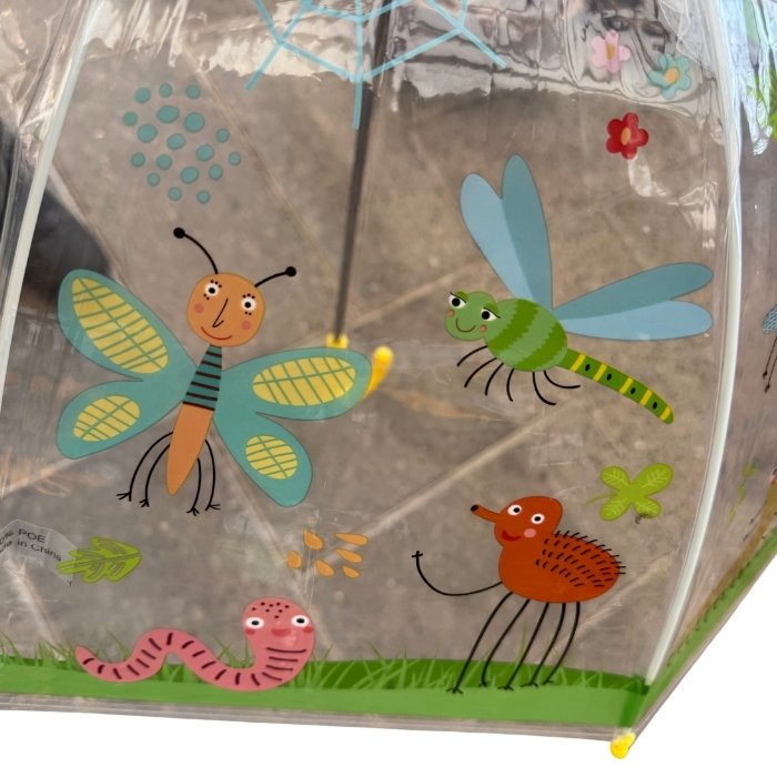 Paraply til børn, transparent - insekter