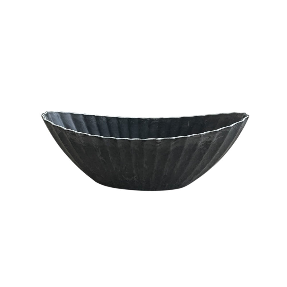 plantefad, Plast med bølger, 10x24 cm - Antikgrå