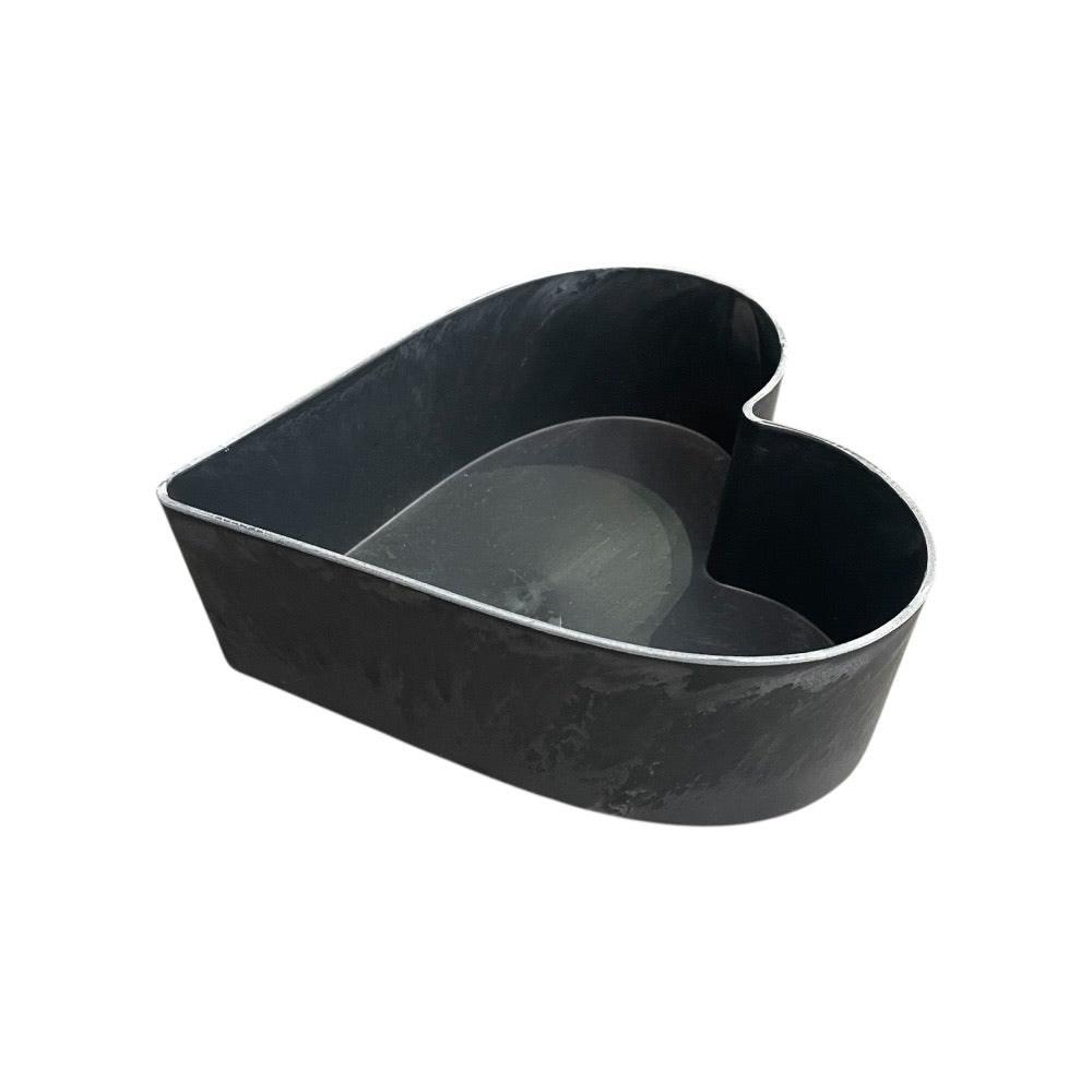 Planteskål hjerte, Plast, 26x7,5x24 cm - Antikgrå 