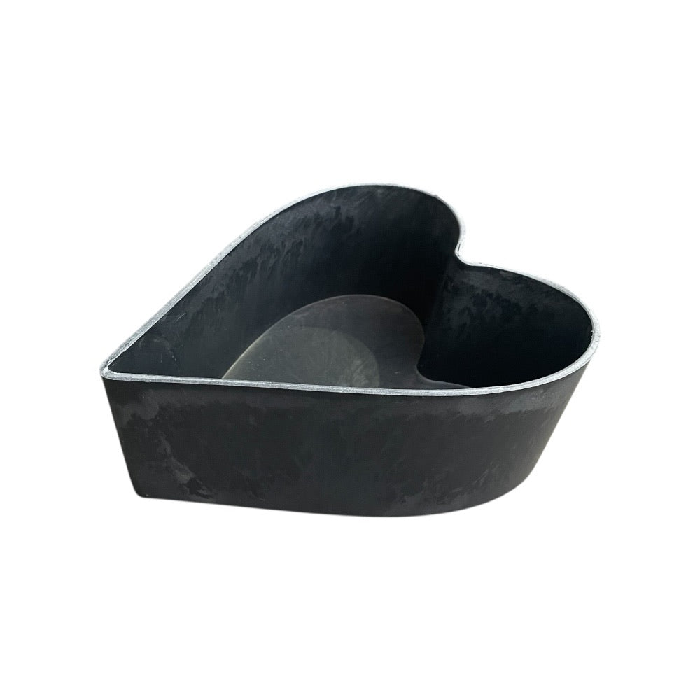 Planteskål hjerte, Plast, H:16x18 cm - Antikgrå