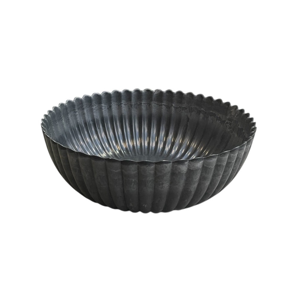 Planteskål, Plast med bølger, 25x9 cm - Antikgrå