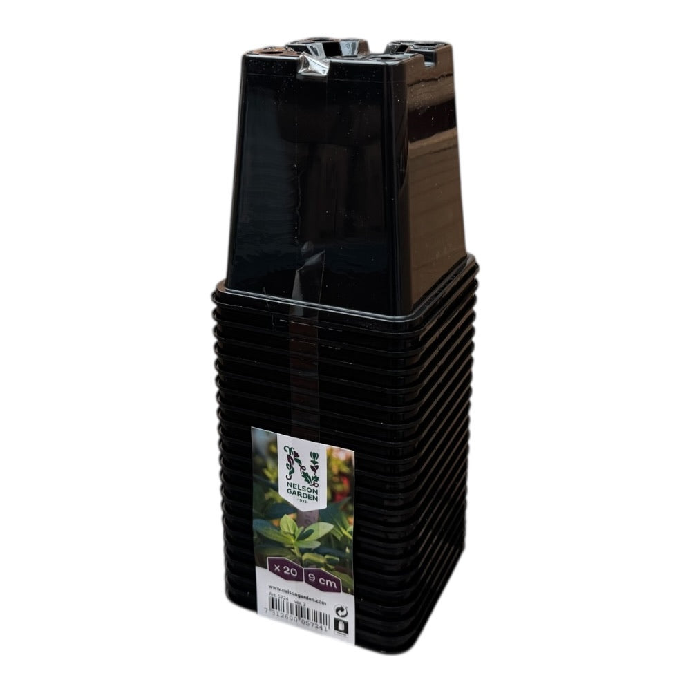 Plastpotte 9 cm firkantet, 20 stk. HD