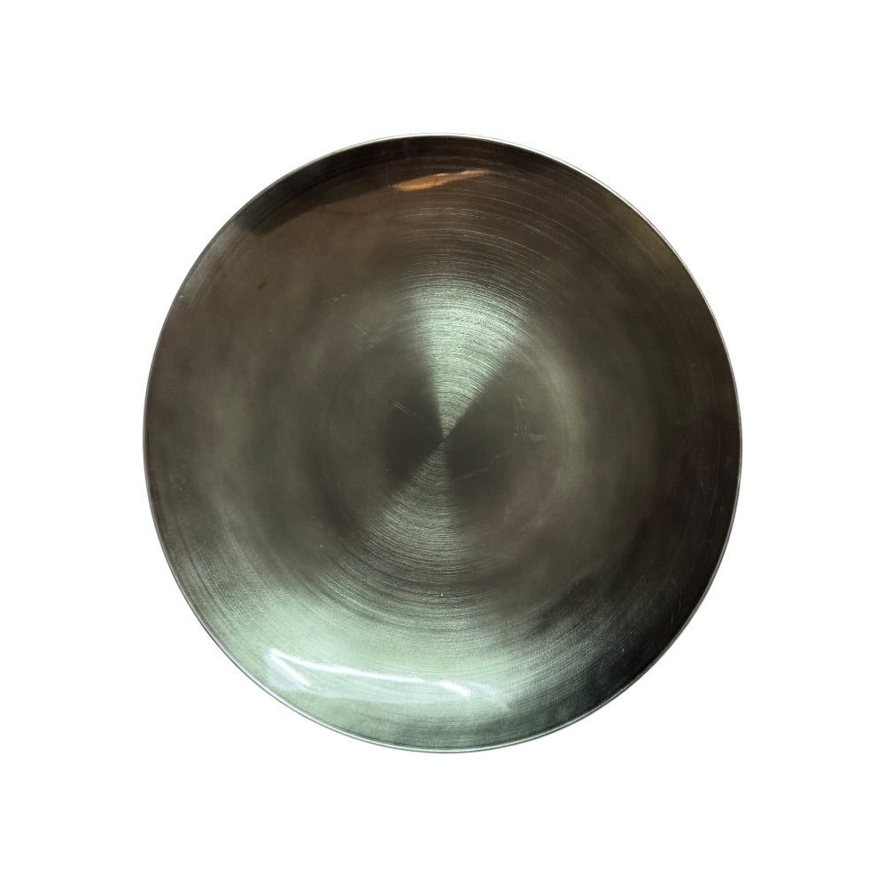 Rundt fad, Poly metal, Ø15xH1 cm - oliven