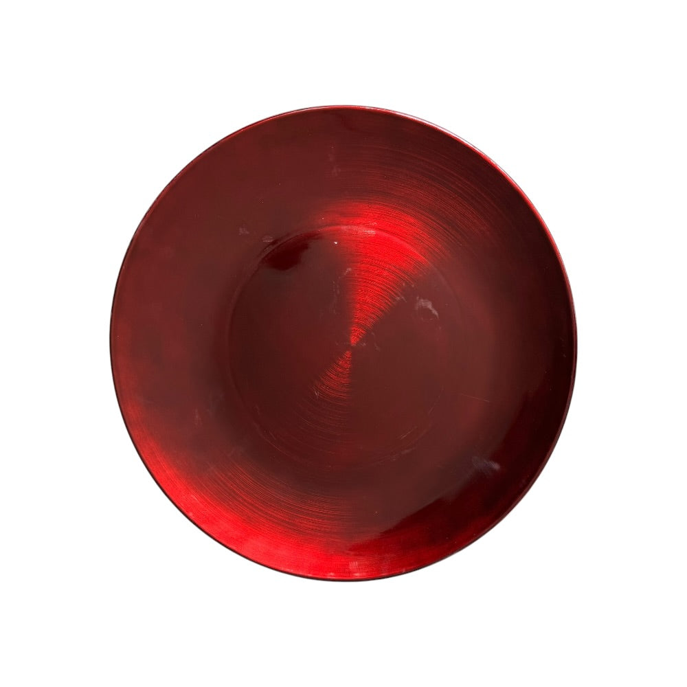 Rundt fad, Poly metal, Ø40xH2 cm - bordeaux