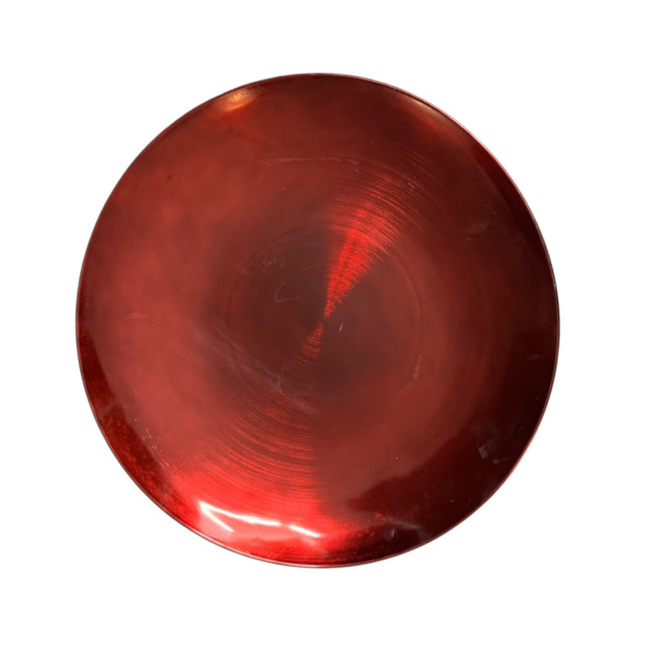 Rundt fad, Poly metal, Ø44,5xH6 cm - bordeaux
