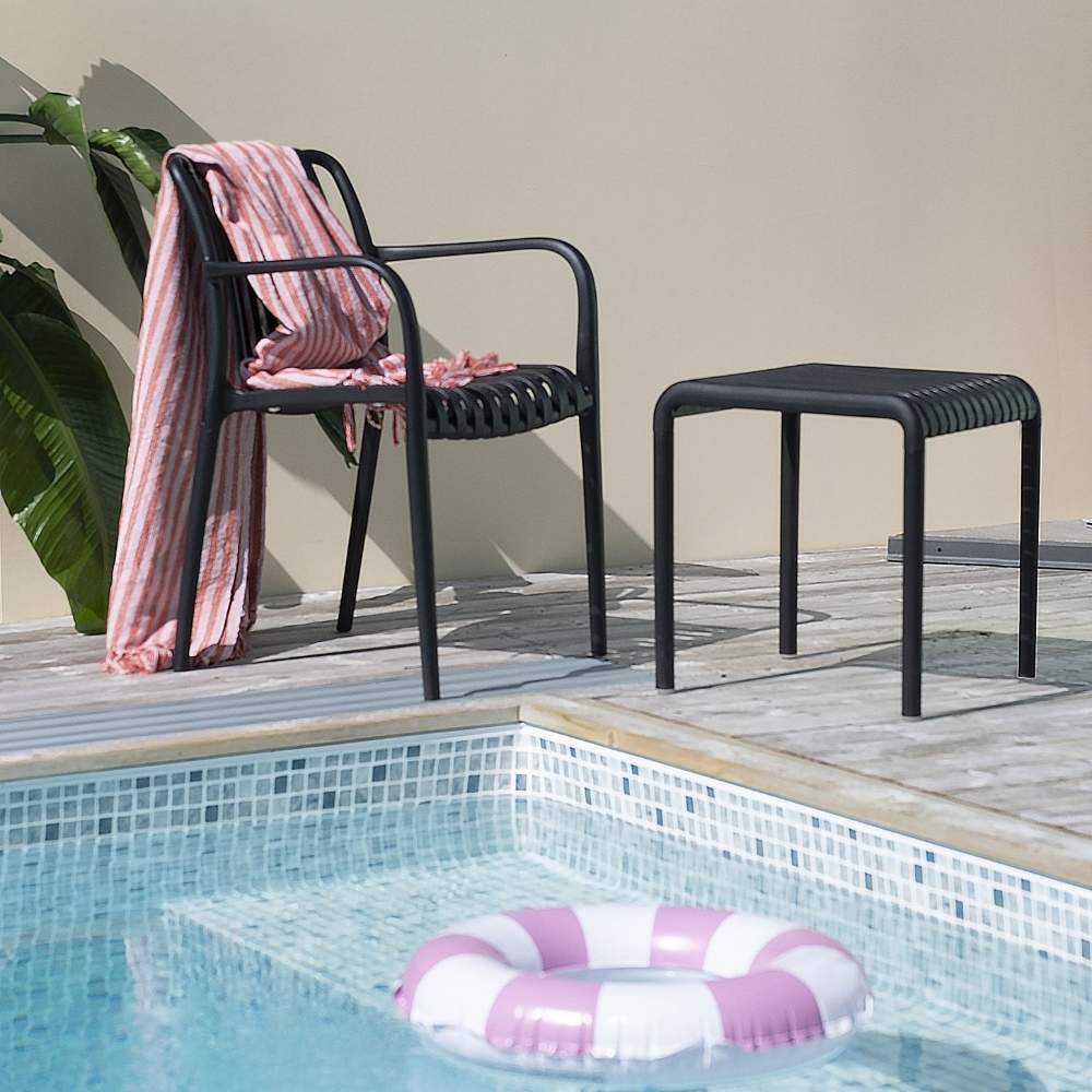 RAVELLO stol 45x57x81cm sort, 50% Recycled Plastic, 50% Polypropylene, UV-protected, Seat height 46cm, Max weight 150kg