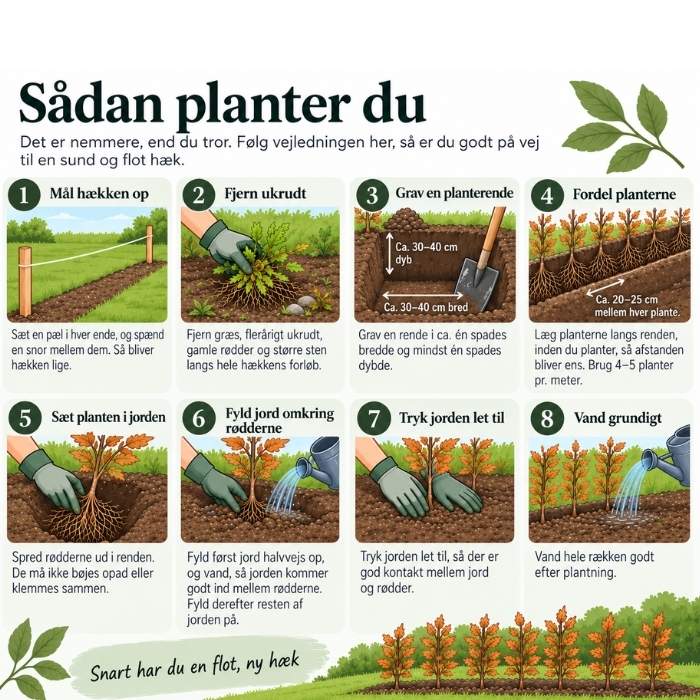 Sådan planter du barrods hæk
