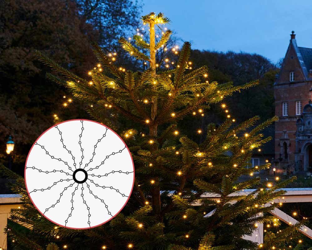 Knirke lyskæde til juletræ -  juletræstop H2,1 med 5m ledning og lys