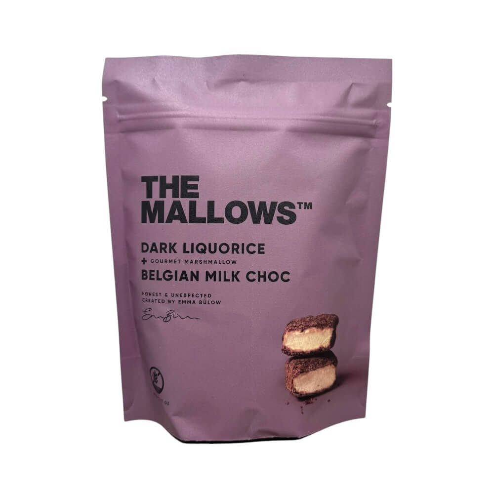 The Mallows, dark liquorice & belgian milk choc - 90 g